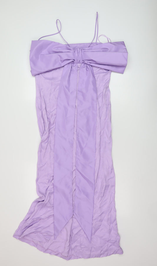 Zara Womens Purple Polyester Maxi Size L Square Neck Zip