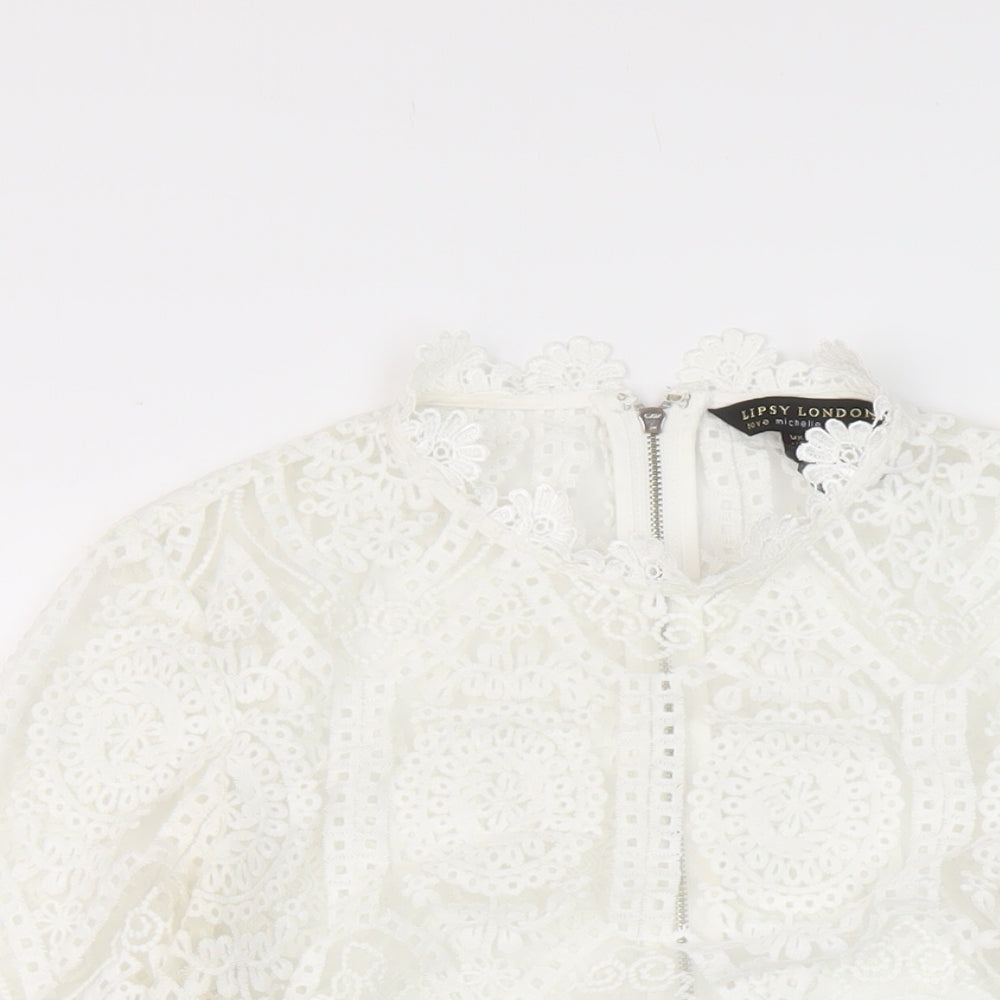 Womens UK Size 8 Lipsy Ivory Basic Blouse