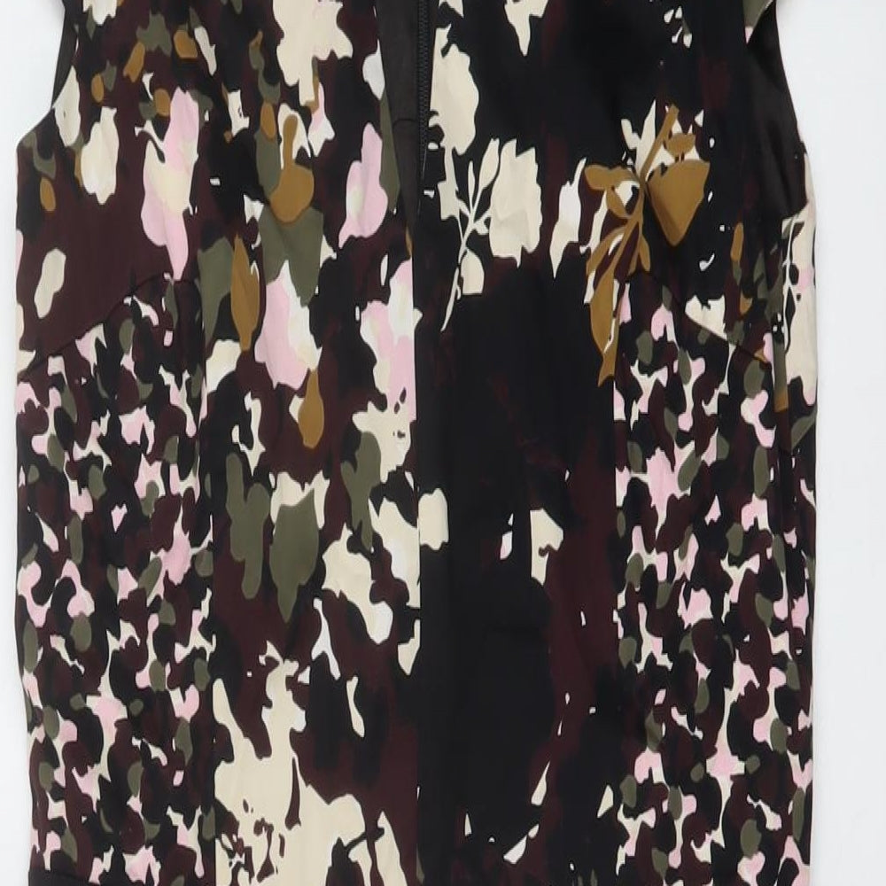 French Connection Womens Multicoloured Geometric Cotton Sheath Size 10 V-Neck Zip
