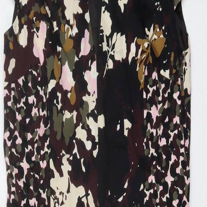 French Connection Womens Multicoloured Geometric Cotton Sheath Size 10 V-Neck Zip