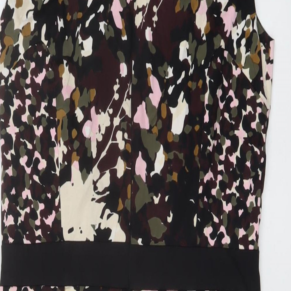 French Connection Womens Multicoloured Geometric Cotton Sheath Size 10 V-Neck Zip