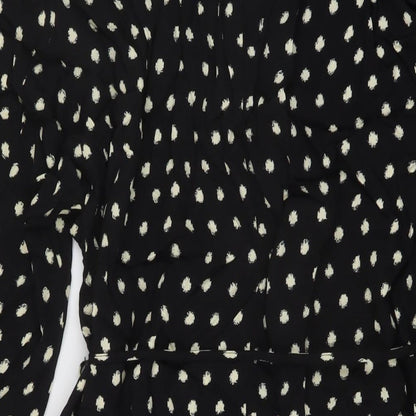 Mango Womens Black Geometric Viscose A-Line Size XS V-Neck Button