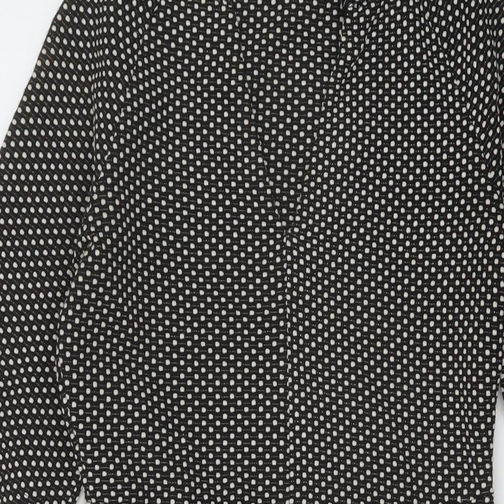 NEXT Womens Black Geometric Polyester Sheath Size 6 V-Neck Pullover