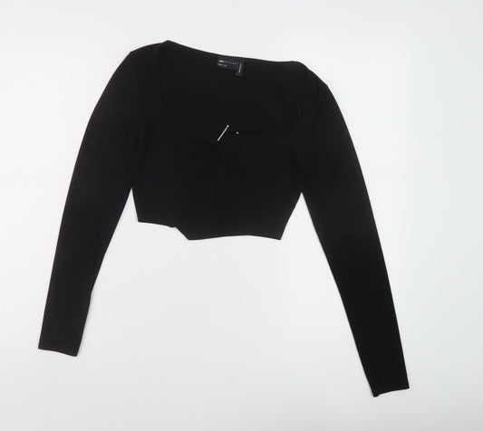 Womens UK Size 8 ASOS Black Cropped Blouse