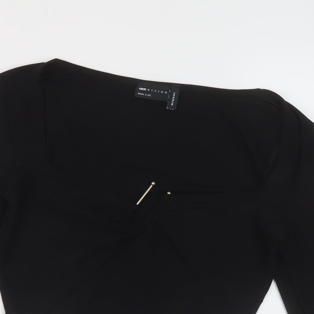 Womens UK Size 8 ASOS Black Cropped Blouse