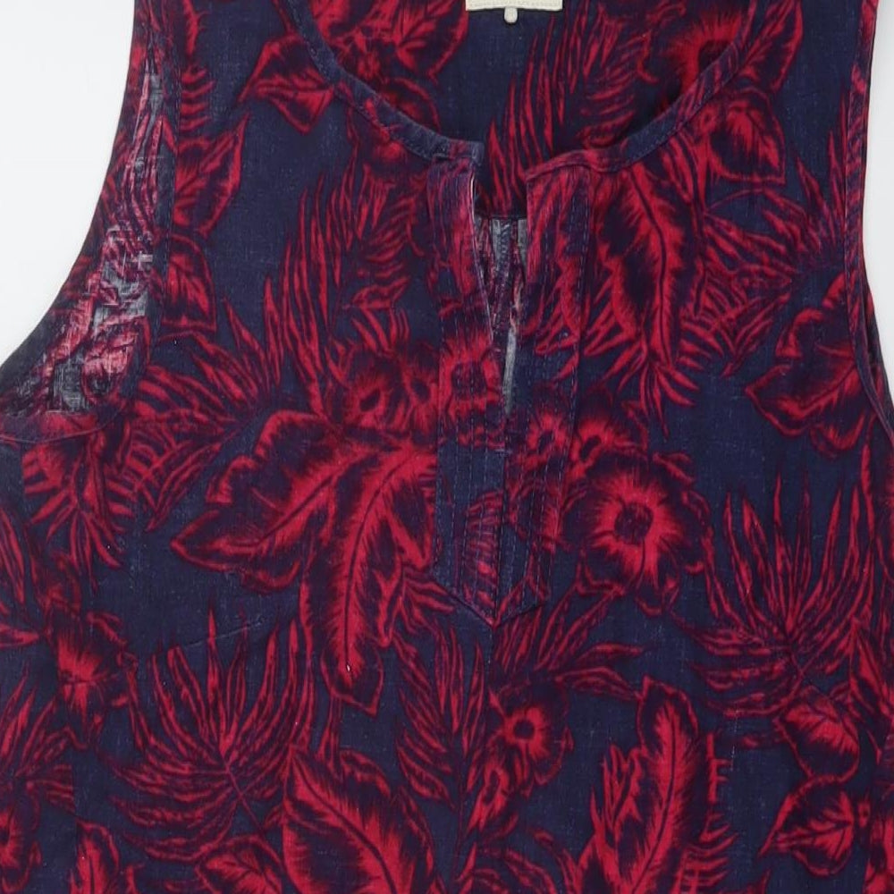 NEXT Womens Pink Geometric Linen Trapeze & Swing Size 12 V-Neck Pullover