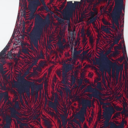 NEXT Womens Pink Geometric Linen Trapeze & Swing Size 12 V-Neck Pullover