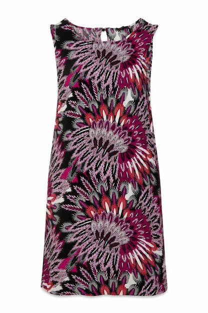 M&Co Womens Multicoloured Geometric Viscose Trapeze & Swing Size 12 Round Neck Pullover