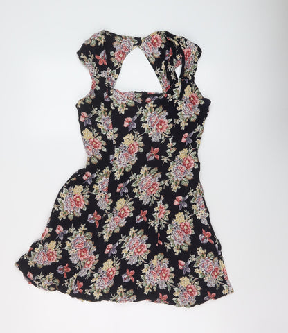 ASOS Womens Multicoloured Floral Modal A-Line Size 12 V-Neck Zip