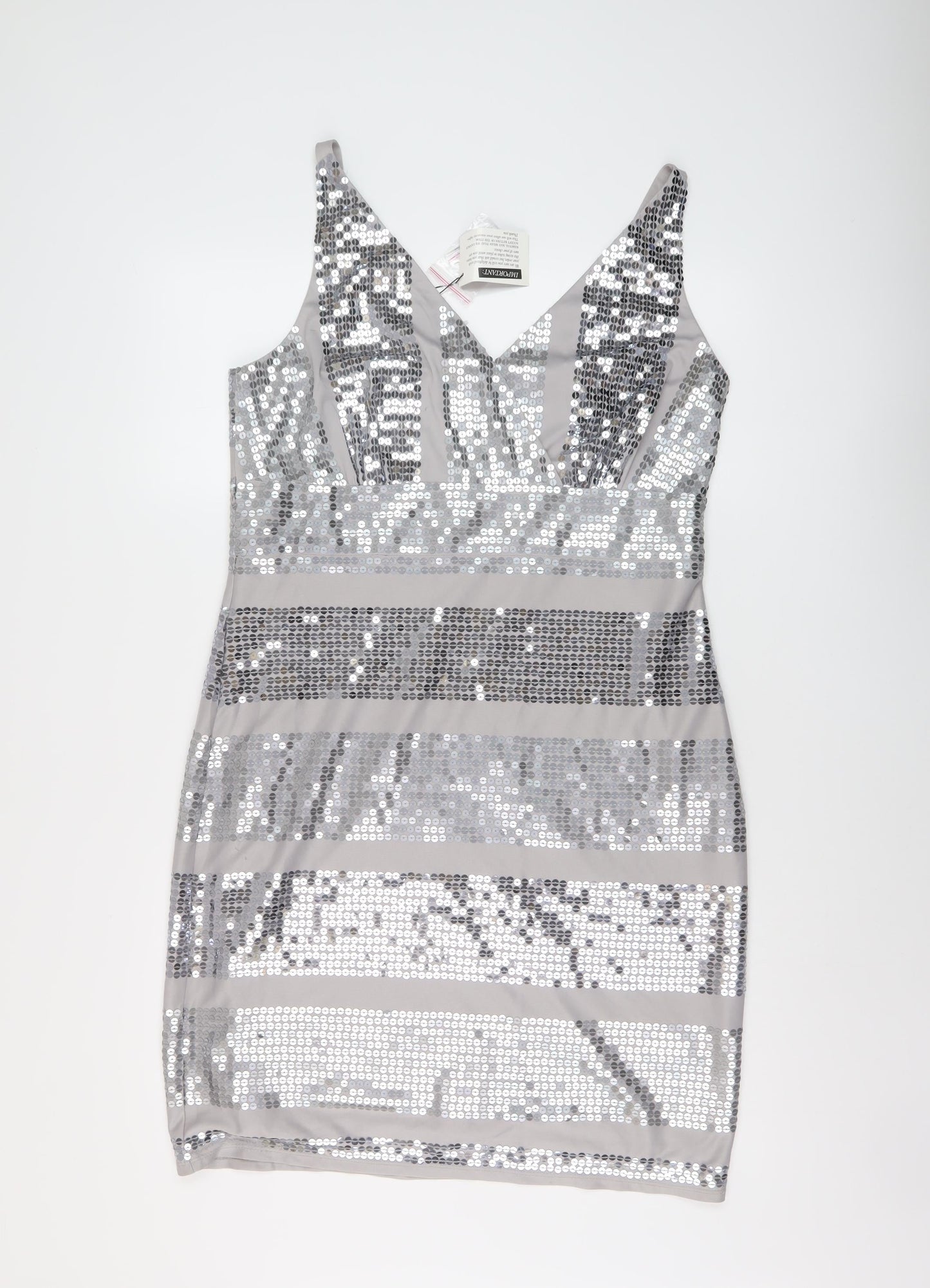 Kaleidoscope Womens Grey Polyester Bodycon Size 16 V-Neck Pullover
