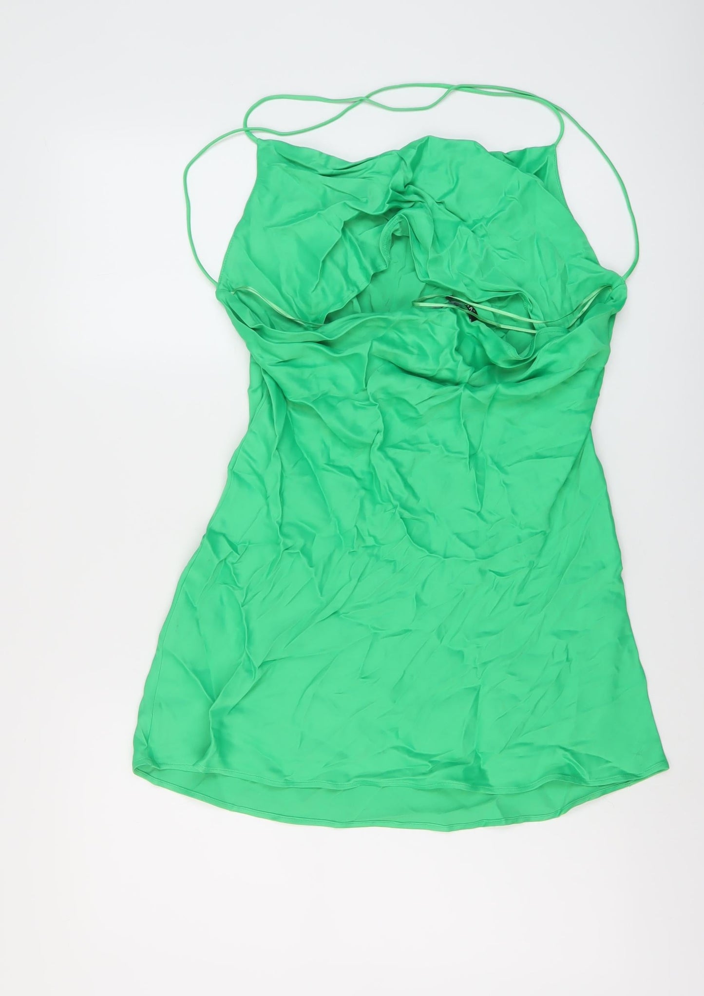 Zara Womens Green Viscose Mini Size L Collared Pullover