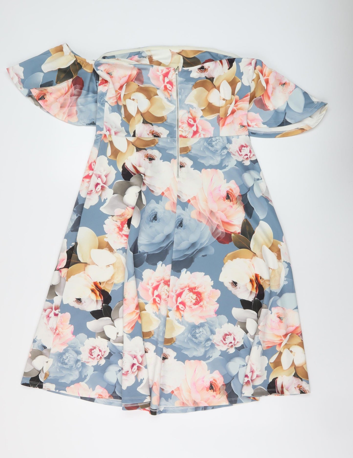 Very Womens Multicoloured Floral Polyester A-Line Size 14 Square Neck Zip
