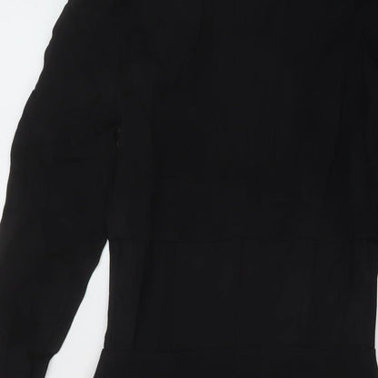 Zara Womens Black Viscose A-Line Size S Round Neck Zip