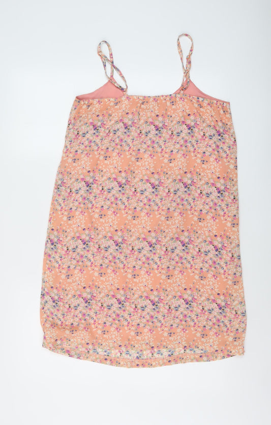 Boohoo Womens Pink Floral Polyester A-Line Size 10 V-Neck Pullover
