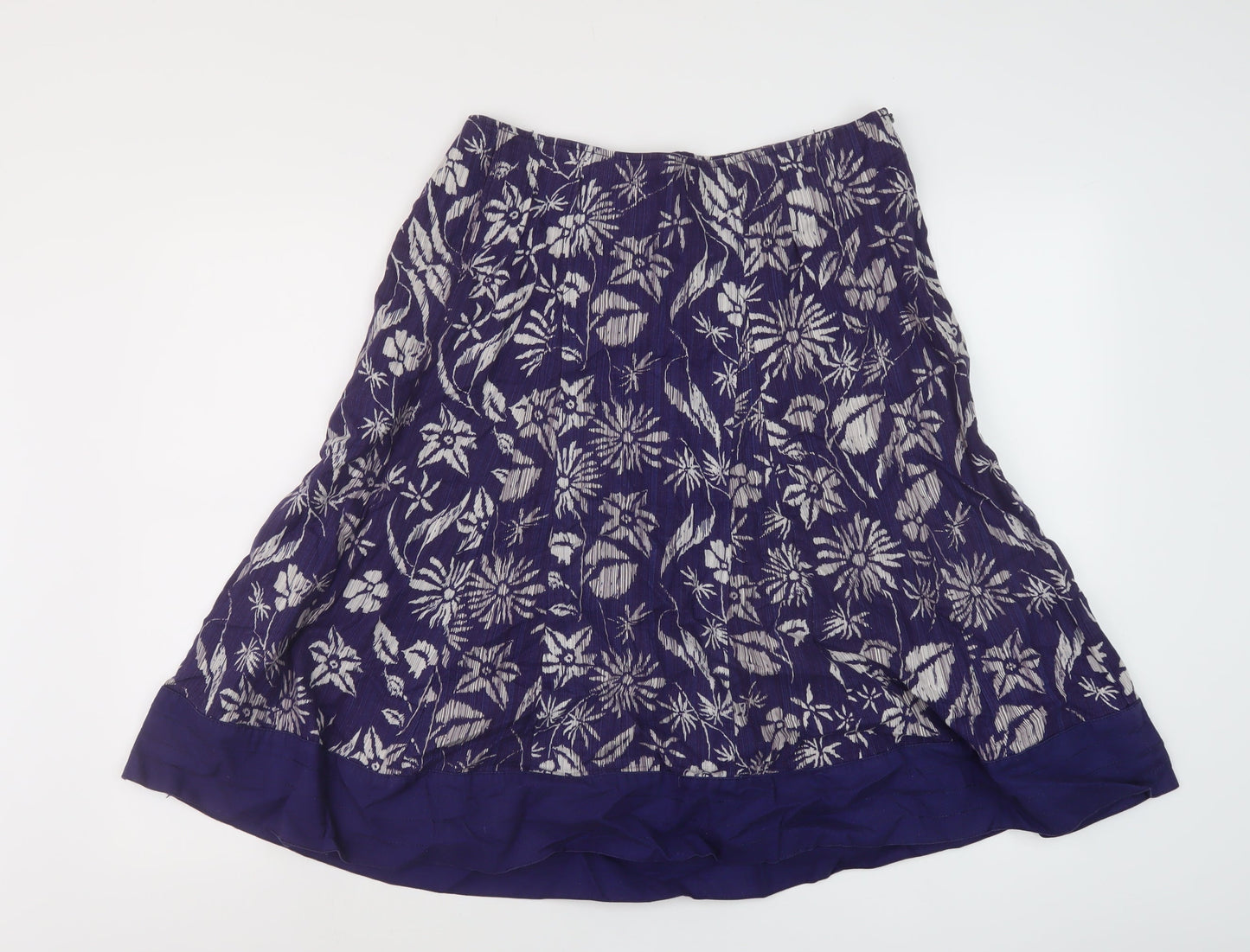 Maine Womens Blue Geometric Linen A-Line Skirt Size 12 Zip