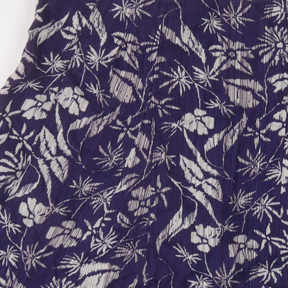 Maine Womens Blue Geometric Linen A-Line Skirt Size 12 Zip