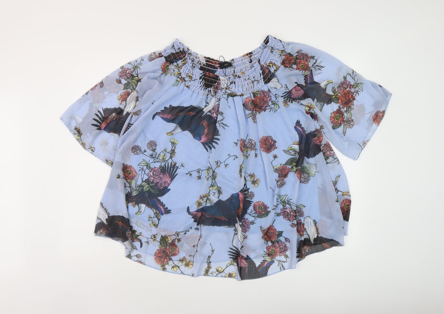 Womens UK Size One Size Fox Blue Basic Blouse