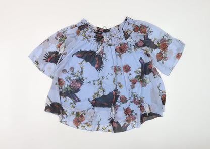 Womens UK Size One Size Fox Blue Basic Blouse