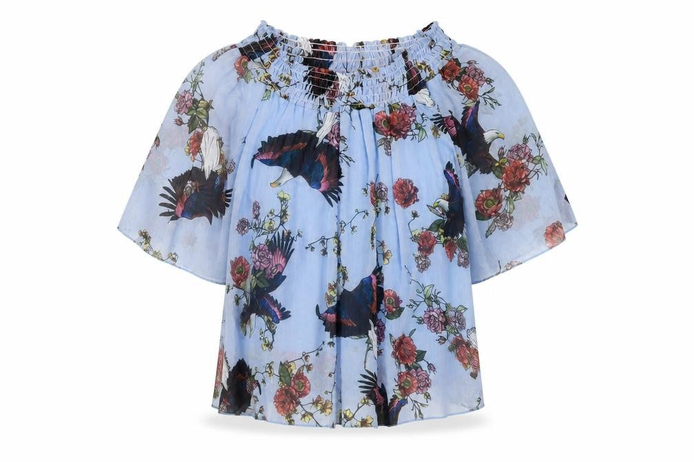 Womens UK Size One Size Fox Blue Basic Blouse