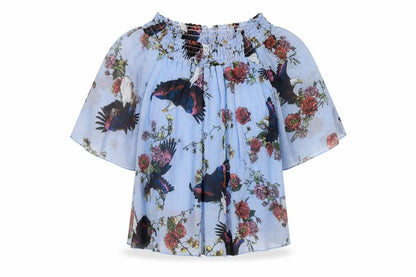 Womens UK Size One Size Fox Blue Basic Blouse