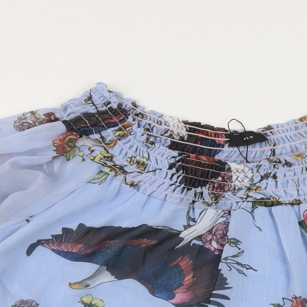 Womens UK Size One Size Fox Blue Basic Blouse
