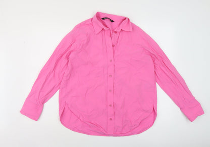 Womens UK Size XS Zara Pink Basic Blouse