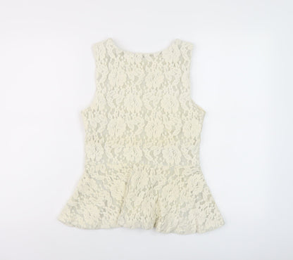 Womens UK Size 10 H&M Ivory Basic Blouse