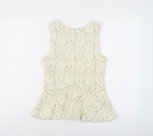 Womens UK Size 10 H&M Ivory Basic Blouse