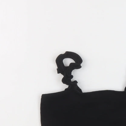 Miss Selfridge Womens Black Cotton Cropped T-Shirt Size 10 Square Neck