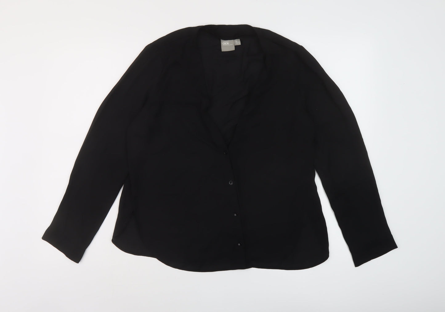 ASOS Womens Black Polyester Basic Blouse Size 12 V-Neck