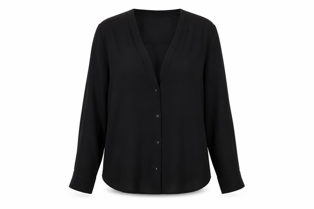 ASOS Womens Black Polyester Basic Blouse Size 12 V-Neck