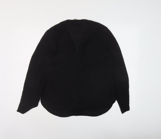 ASOS Womens Black Polyester Basic Blouse Size 12 V-Neck