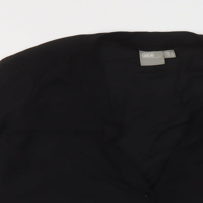 ASOS Womens Black Polyester Basic Blouse Size 12 V-Neck