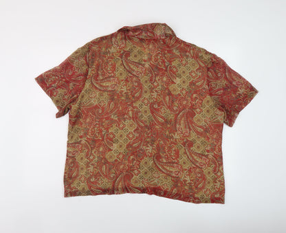 Orvis Womens Red Geometric Polyester Basic Blouse Size 20 Collared
