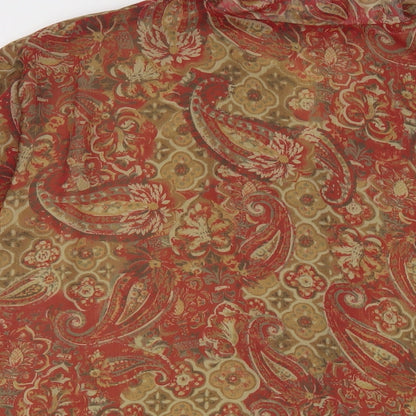 Orvis Womens Red Geometric Polyester Basic Blouse Size 20 Collared