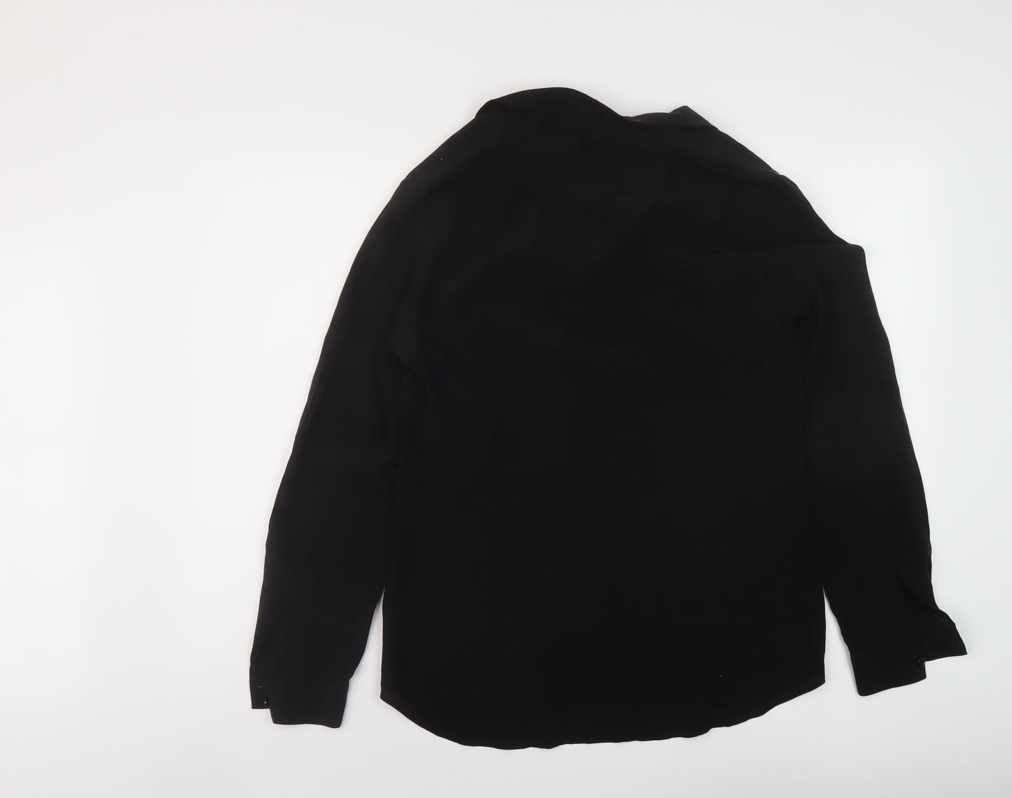 French Connection Womens Black Polyester Basic Blouse Size 12 V-Neck