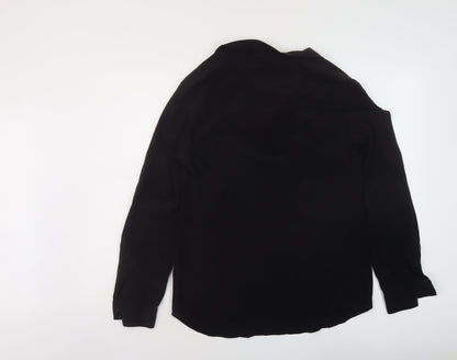 French Connection Womens Black Polyester Basic Blouse Size 12 V-Neck