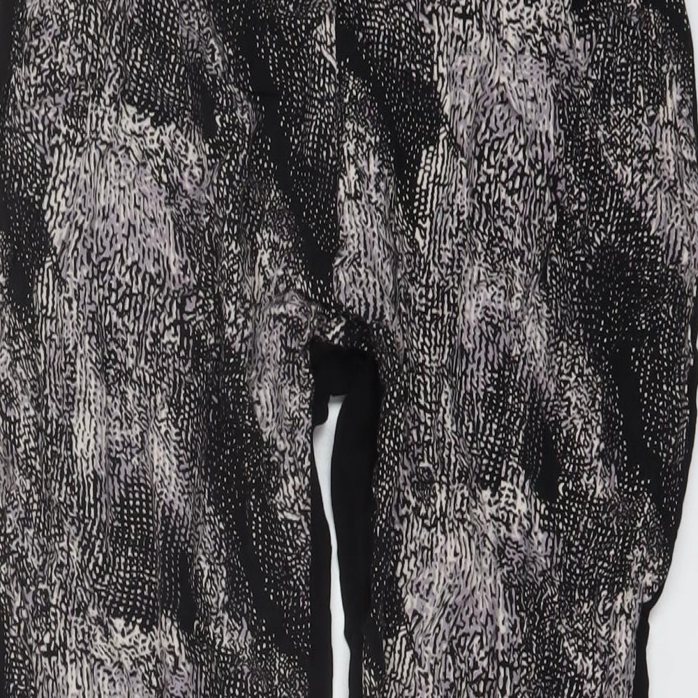 Mama-licious Womens Black Geometric Viscose Trousers Size S L27 in Regular Zip
