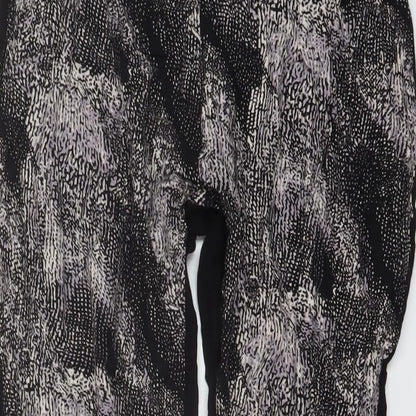 Mama-licious Womens Black Geometric Viscose Trousers Size S L27 in Regular Zip