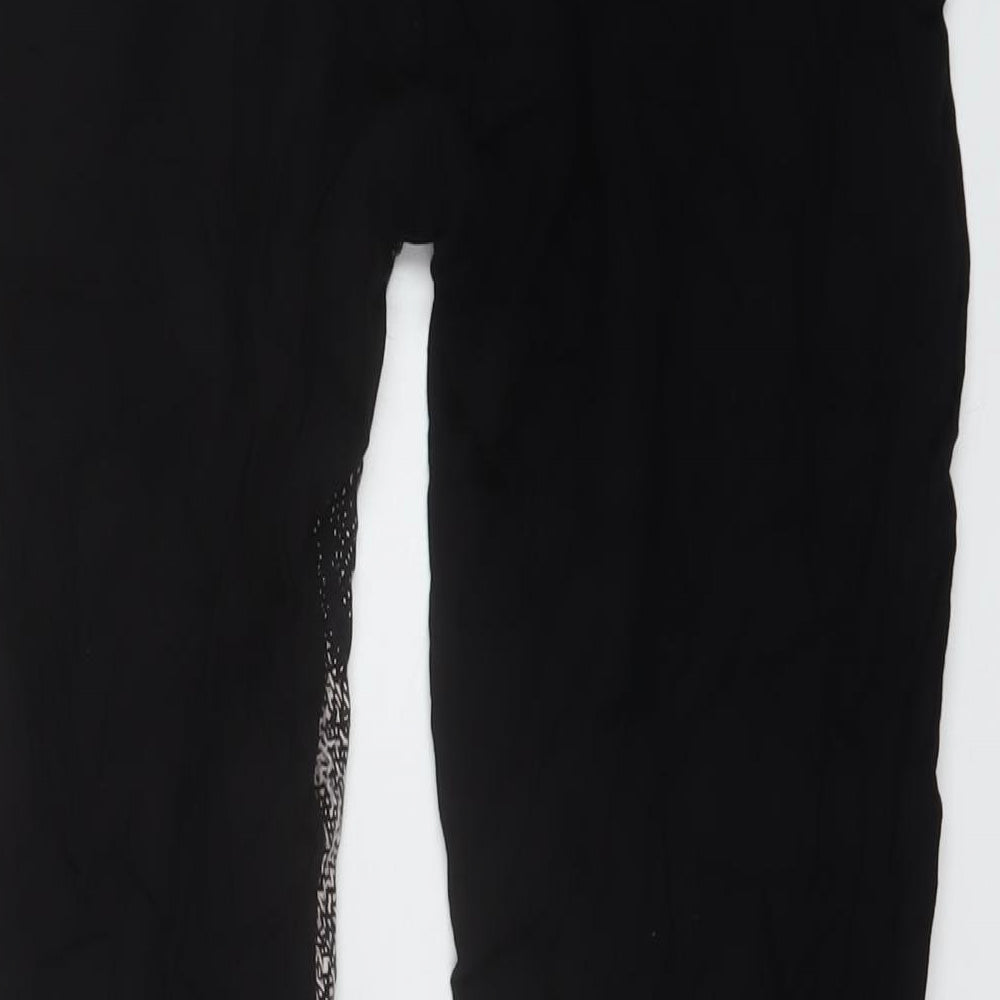 Mama-licious Womens Black Geometric Viscose Trousers Size S L27 in Regular Zip
