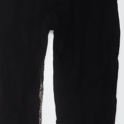 Mama-licious Womens Black Geometric Viscose Trousers Size S L27 in Regular Zip