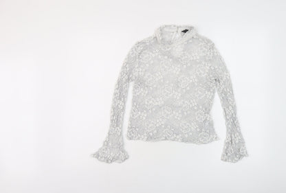 Womens UK Size 12 Topshop Grey Basic Blouse