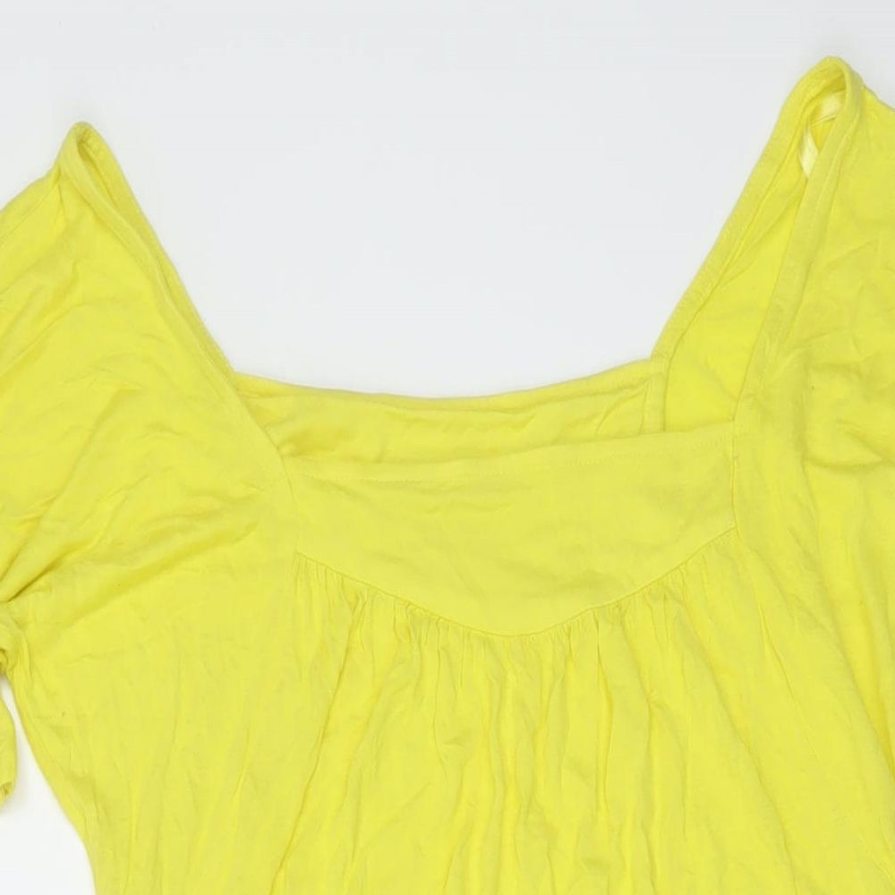Womens UK Size 10 Monsoon Yellow Basic T-Shirt