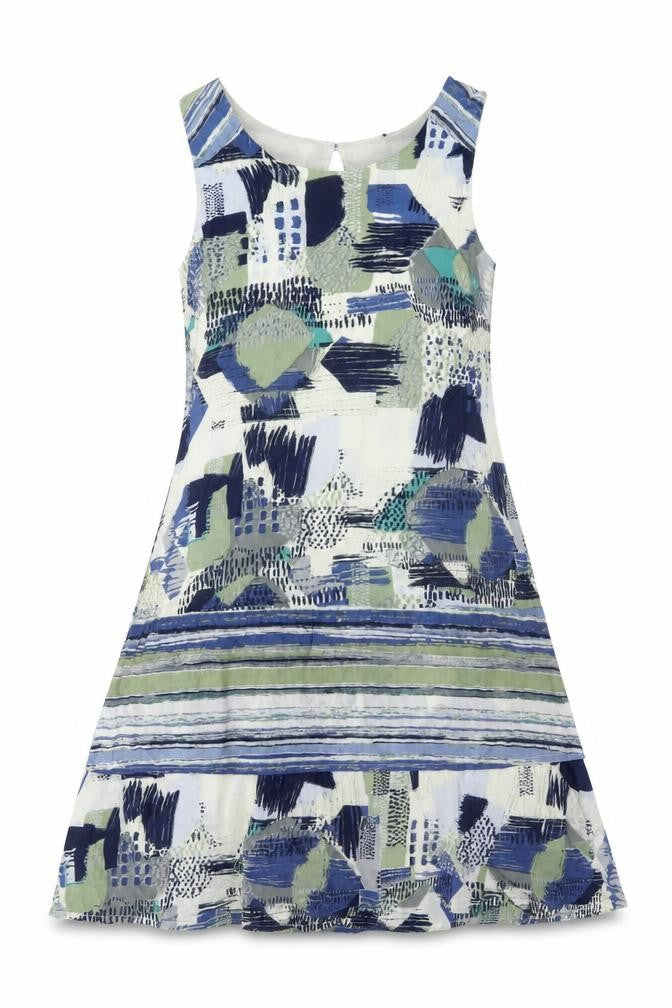 Nomads Womens Multicoloured Geometric Cotton A-Line Size 12 Round Neck Button