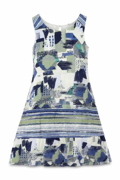 Nomads Womens Multicoloured Geometric Cotton A-Line Size 12 Round Neck Button