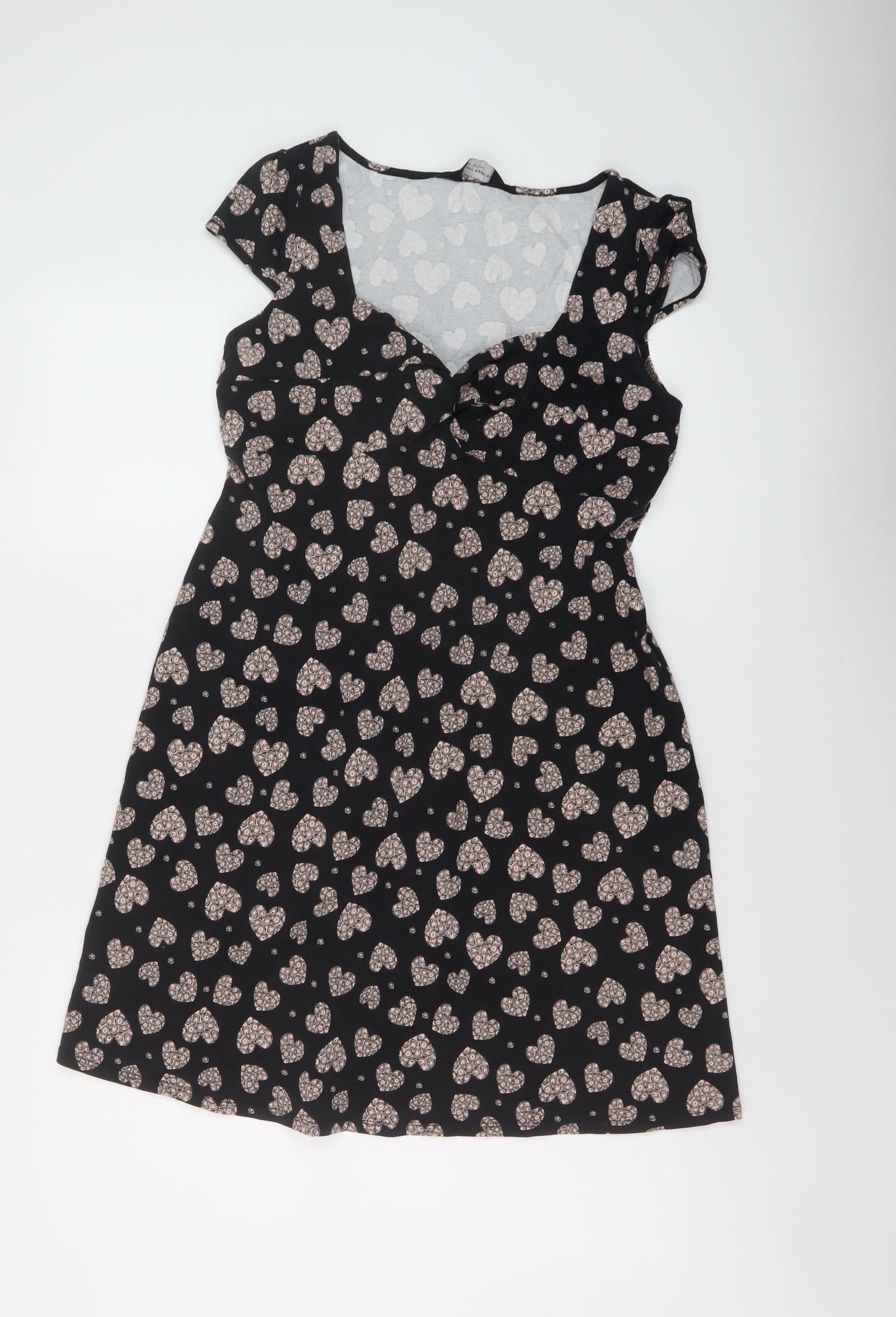 Dorothy Perkins Womens Beige Geometric Cotton A-Line Size 14 V-Neck Pullover