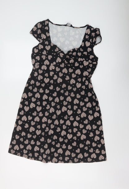 Dorothy Perkins Womens Beige Geometric Cotton A-Line Size 14 V-Neck Pullover