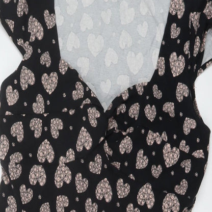 Dorothy Perkins Womens Beige Geometric Cotton A-Line Size 14 V-Neck Pullover