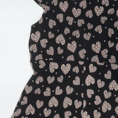 Dorothy Perkins Womens Beige Geometric Cotton A-Line Size 14 V-Neck Pullover