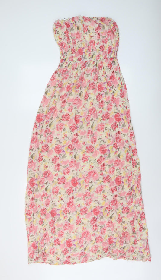 New Look Womens Multicoloured Floral Viscose A-Line Size 10 Square Neck Pullover
